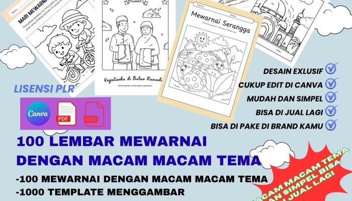 100 LEMBAR KERTAS MEWARNAI